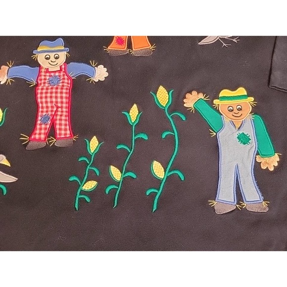 Bechamal Scarecrow Fall Black Embroidered Top - Sz XLarge - Picture 3 of 9